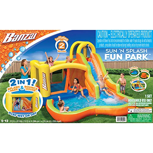 BANZAI Sun N Splash Fun 12 x 9 x 7 Kids Inflatable Outdoor Bac...