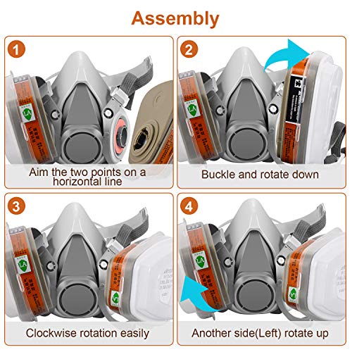Respirator Mask,Half Facepiece Gas Mask with Safety Glasses Reusab...