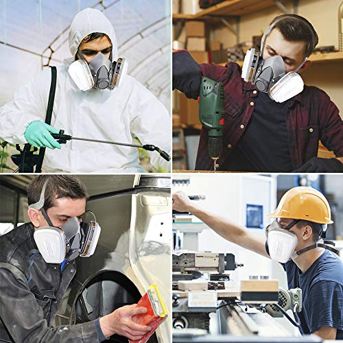 Respirator Mask,Half Facepiece Gas Mask with Safety Glasses Reusab...