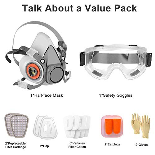 Reusable Face Cover Set for Painting,Gas, Dust, Machine Polishing,...
