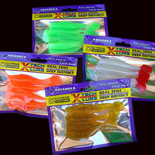 Barcley 4 Pcs Rubber Soft Fishing Baits, Worm Artificial Lures, Mi...