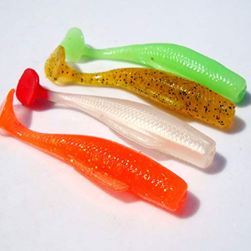 Barcley 4 Pcs Rubber Soft Fishing Baits, Worm Artificial Lures, Mi...