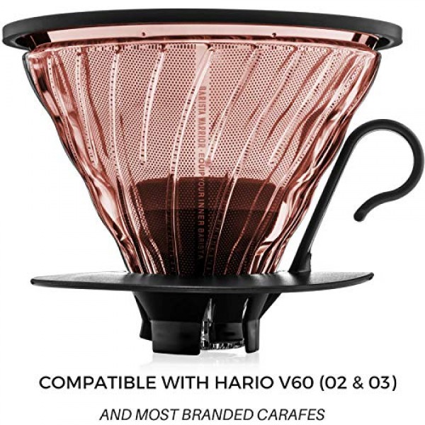 Pour Over Filter for Chemex and Hario V60 - COPPER COATED Reusable...