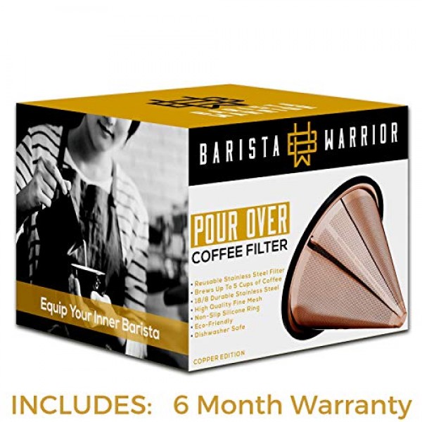 Pour Over Filter for Chemex and Hario V60 - COPPER COATED Reusable...