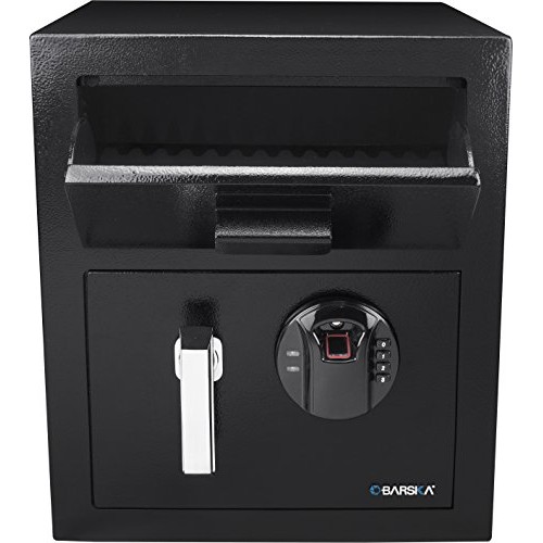 Barska AX13108 Biometric Keypad Depository Safe, One Size, Black