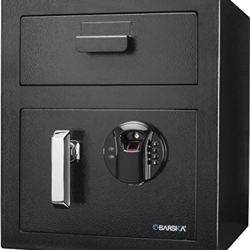 Barska AX13108 Biometric Keypad Depository Safe, One Size, Black