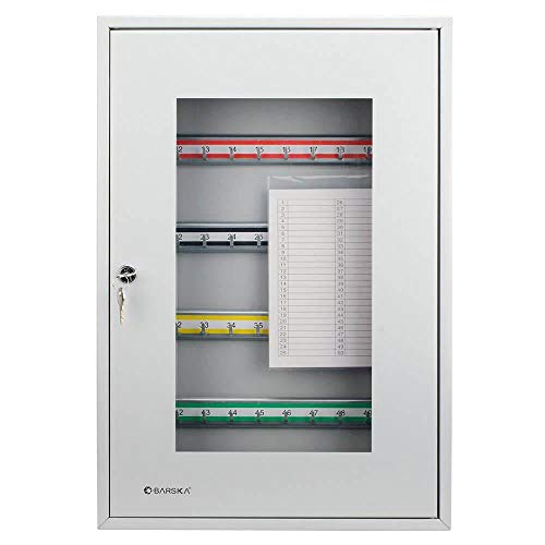 BARSKA CB12950 Key Lock 50 Position Key Cabinet with Glass Door Gr...