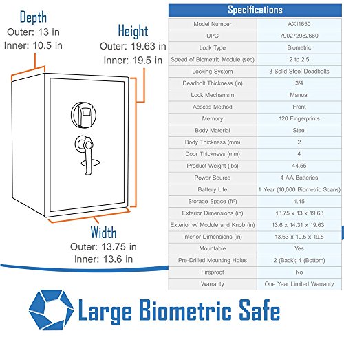 BARSKA Large Biometric Safe