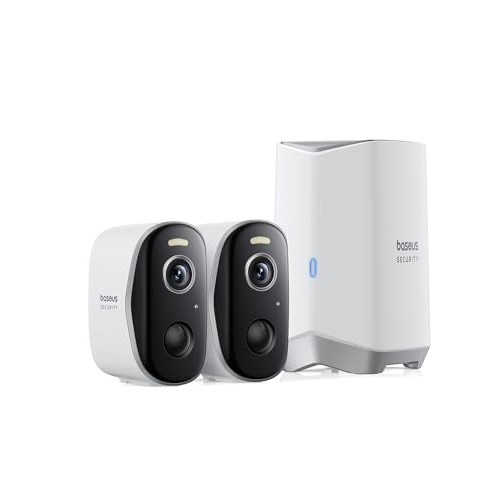 Baseus Non Subscription Security Camera, N1 2-Cam Kit with 2K Clar...