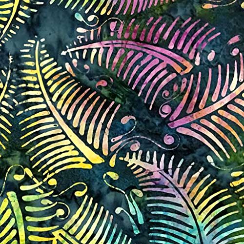 Batik Fabric, Ferns, Midnight