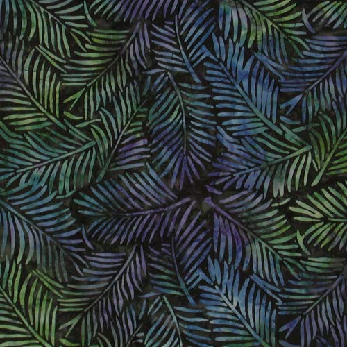 Batik Fabric, Fronds, Midnight