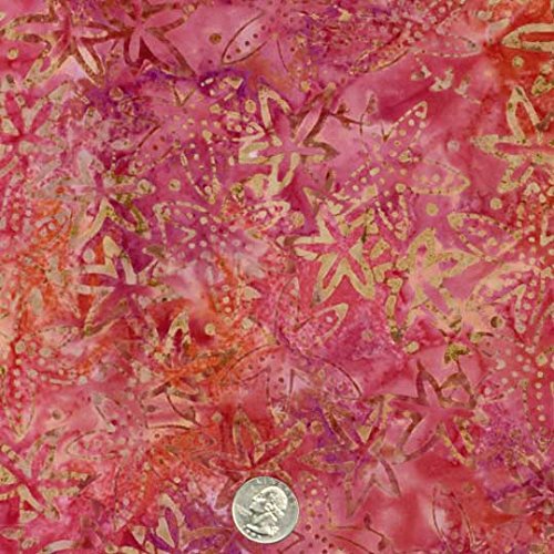 Batik Fabric, Sea Stars, Wine