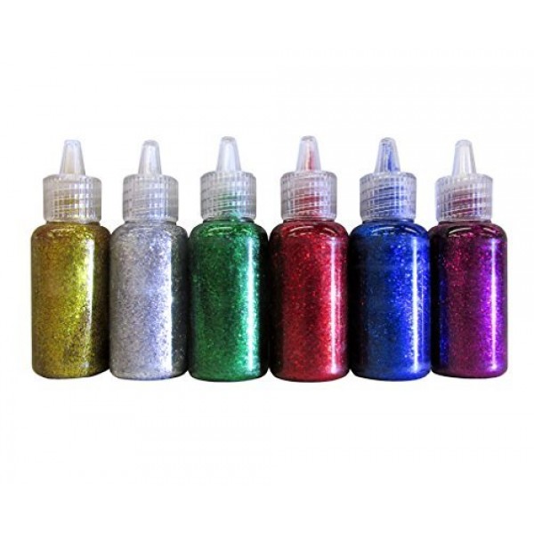 Bazic Products 6 Color Glitter Glue Set 20 Milliliter Bottles - Cl...