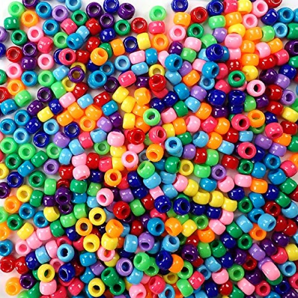 Rainbow Assortment Opaque Multicolor Mix Plastic Craft Pony Beads,...