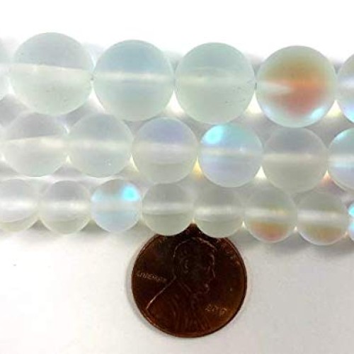 Beadalgo - Frosted Aura Crystal Mermaid Glass Beads 6mm, 8mm, 10mm...