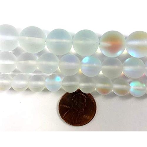 Beadalgo - Frosted Aura Crystal Mermaid Glass Beads 6mm, 8mm, 10mm...