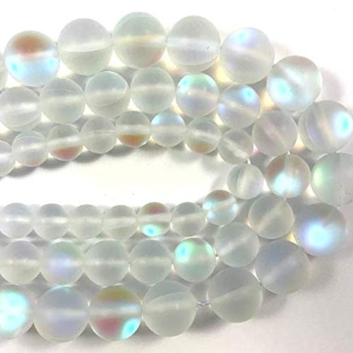 Beadalgo - Frosted Aura Crystal Mermaid Glass Beads 6mm, 8mm, 10mm...