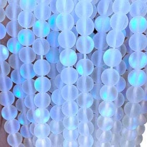 Beadalgo - Frosted Aura Crystal Mermaid Glass Beads 6mm, 8mm, 10mm...