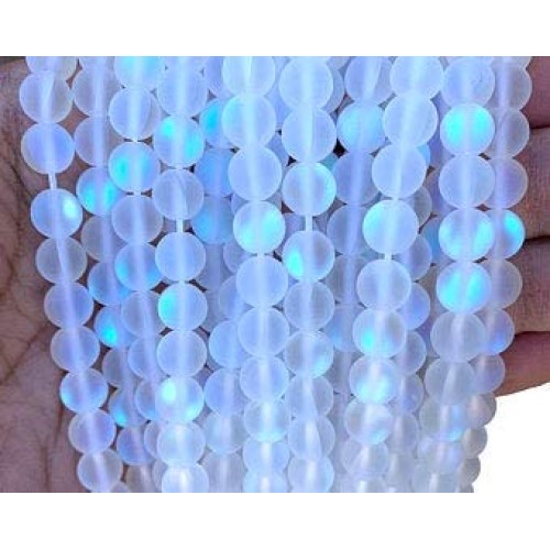 Beadalgo - Frosted Aura Crystal Mermaid Glass Beads 6mm, 8mm, 10mm...