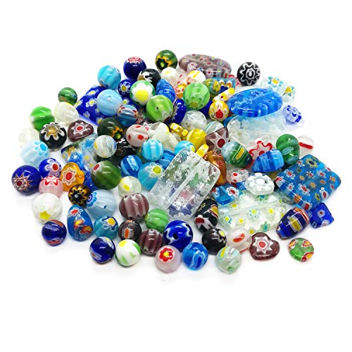 Over 100 Pieces 6mm~25mm Mix Shapes & Colors Millefiori Lampwork G...