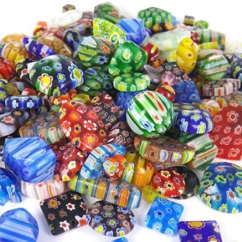 Over 100 Pieces 6mm~25mm Mix Shapes & Colors Millefiori Lampwork G...