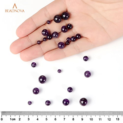 BEADNOVA 10mm Natural Amethyst Purple Quartz Gemstone Round Loose ...