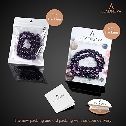 BEADNOVA 10mm Natural Amethyst Purple Quartz Gemstone Round Loose ...