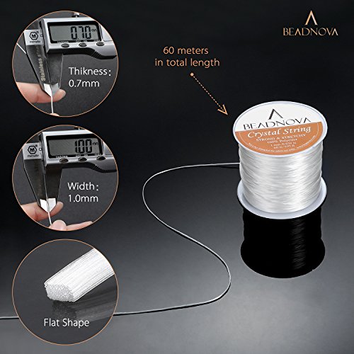 BEADNOVA 1mm Elastic Stretch Polyester Jewelry Bracelet Crystal St...
