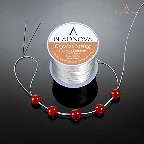 BEADNOVA 1mm Elastic Stretch Polyester Jewelry Bracelet Crystal St...