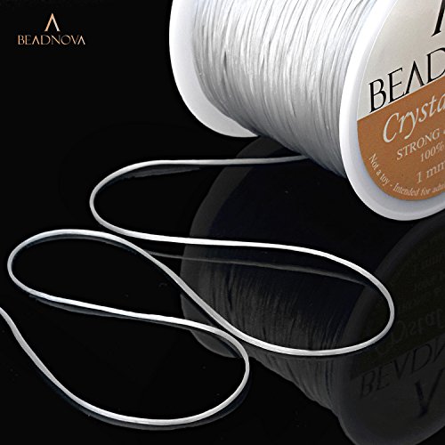 BEADNOVA 1mm Elastic Stretch Polyester Jewelry Bracelet Crystal St...