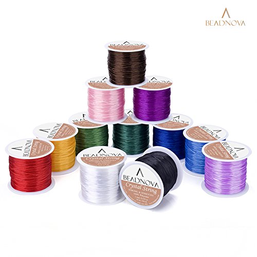 BEADNOVA 1mm Elastic Stretch Polyester Jewelry Bracelet Crystal St...