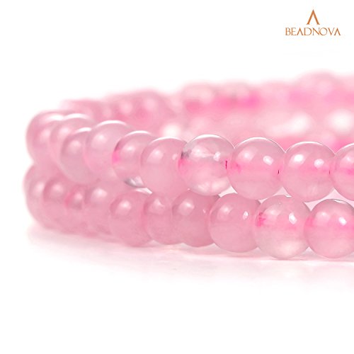 BEADNOVA 4mm Natural Rose Quartz Gemstone Round Loose Beads for Je...