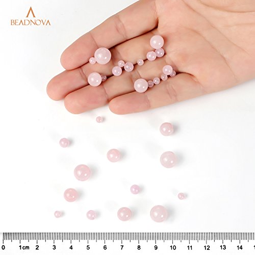 BEADNOVA 4mm Natural Rose Quartz Gemstone Round Loose Beads for Je...