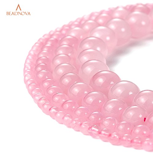 BEADNOVA 4mm Natural Rose Quartz Gemstone Round Loose Beads for Je...
