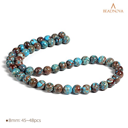 BEADNOVA 8mm Crazy Blue Lace Agate Gemstone Round Loose Beads for ...