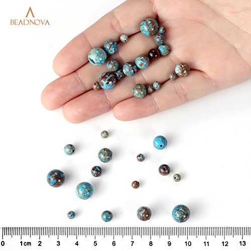 BEADNOVA 8mm Crazy Blue Lace Agate Gemstone Round Loose Beads for ...