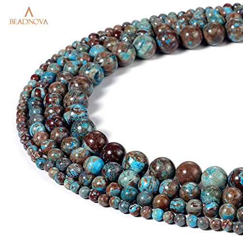 BEADNOVA 8mm Crazy Blue Lace Agate Gemstone Round Loose Beads for ...