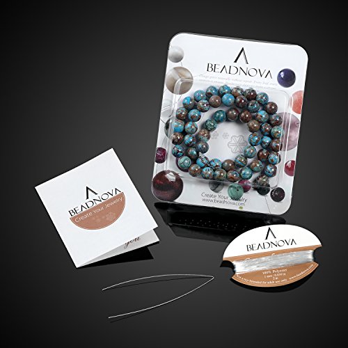 BEADNOVA 8mm Crazy Blue Lace Agate Gemstone Round Loose Beads for ...