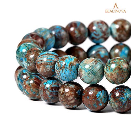 BEADNOVA 8mm Crazy Blue Lace Agate Gemstone Round Loose Beads for ...