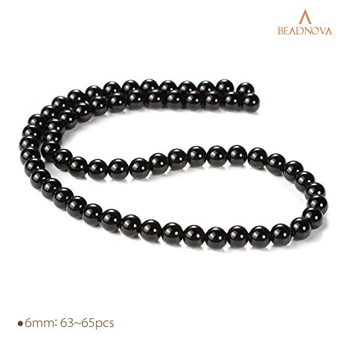 BEADNOVA Black Onyx Beads Natural Crystal Beads Stone Gemstone Rou...