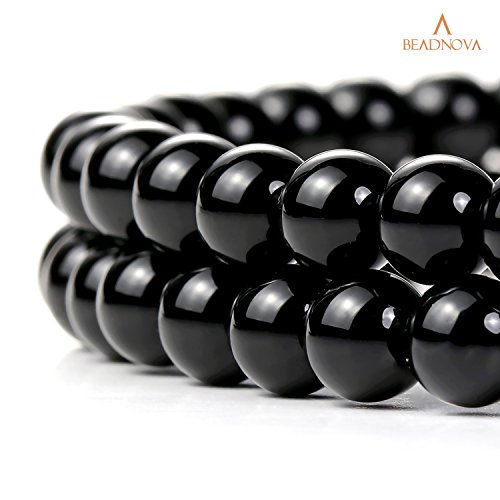 BEADNOVA Black Onyx Beads Natural Crystal Beads Stone Gemstone Rou...