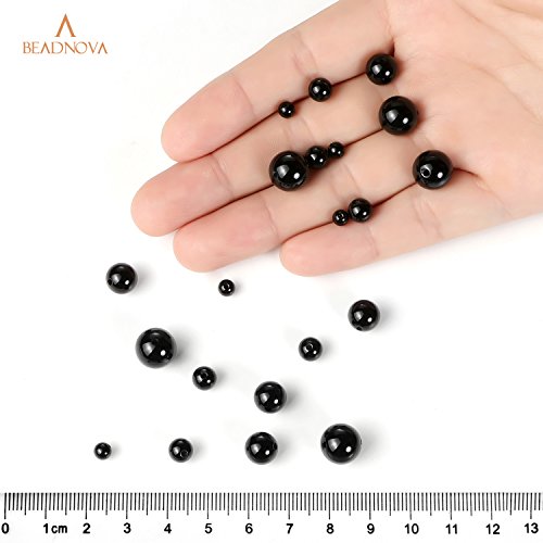 BEADNOVA Black Onyx Beads Natural Crystal Beads Stone Gemstone Rou...