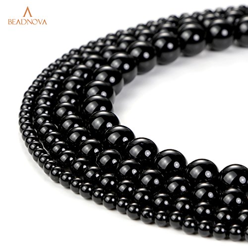BEADNOVA Black Onyx Beads Natural Crystal Beads Stone Gemstone Rou...