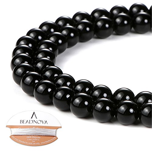 BEADNOVA Black Onyx Beads Natural Crystal Beads Stone Gemstone Rou...