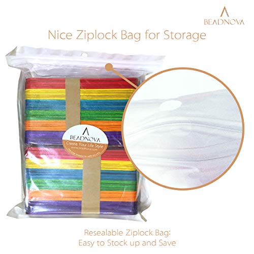 BEADNOVA Colorful Popsicle Sticks Color Popsicle Sticks Natural Wo...