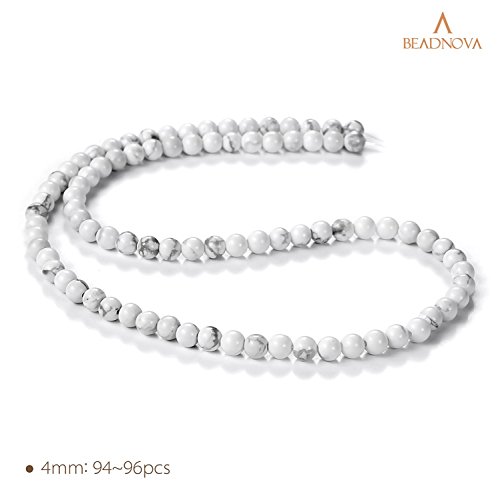 BEADNOVA Natural White Howlite Beads Natural Crystal Beads Stone G...