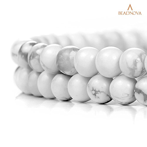 BEADNOVA Natural White Howlite Beads Natural Crystal Beads Stone G...
