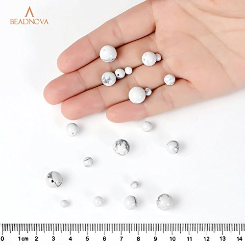 BEADNOVA Natural White Howlite Beads Natural Crystal Beads Stone G...