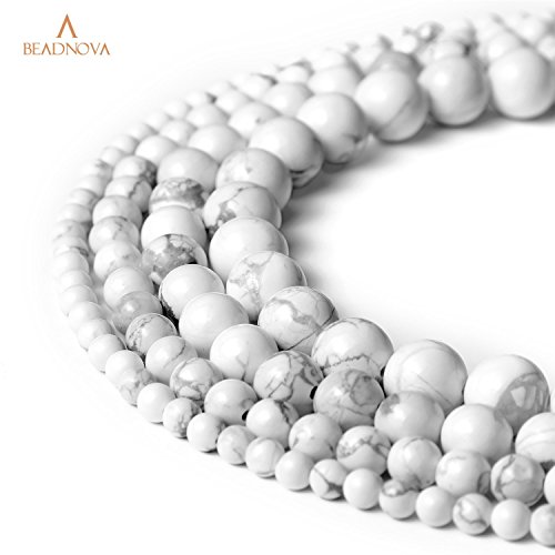 BEADNOVA Natural White Howlite Beads Natural Crystal Beads Stone G...