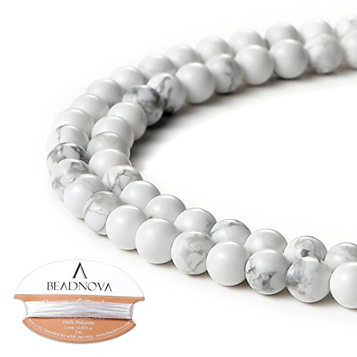 BEADNOVA Natural White Howlite Beads Natural Crystal Beads Stone G...